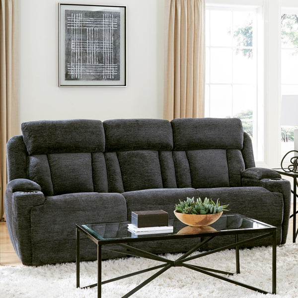 Dalton - Power Reclining Sofa And Loveseat - Lucky Charcoal
