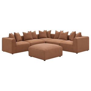 Jennifer - Square Upholstered Ottoman - Terracotta
