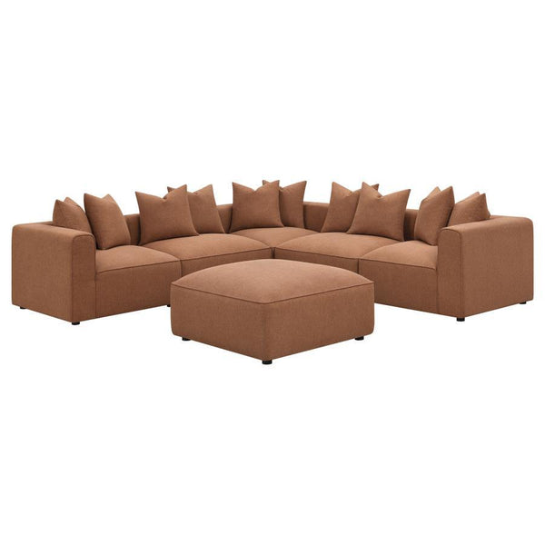 Jennifer - Square Upholstered Ottoman - Terracotta