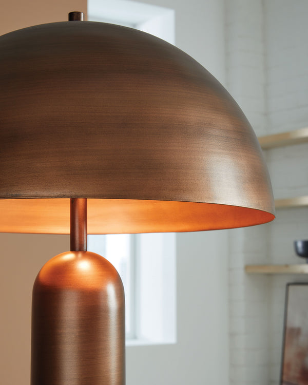  columnar design add a brilliantly modern touch to any room. A dome-shaped shade provides a warm and focus