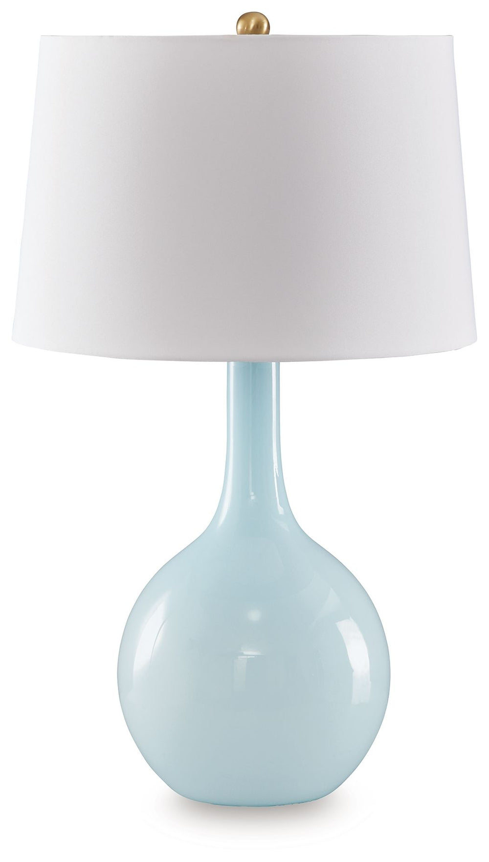More than mere lighting, this spectacular table lamp illuminates your good taste. Its elegant silhouette, crafted from aqua blue glass, is contemporary artistry at its finest. No two lamps will be quite alike.<br><br><b>Additional Dimensions</b><br><ul><l