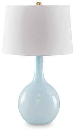 More than mere lighting, this spectacular table lamp illuminates your good taste. Its elegant silhouette, crafted from aqua blue glass, is contemporary artistry at its finest. No two lamps will be quite alike.<br><br><b>Additional Dimensions</b><br><ul><l