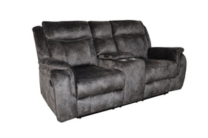 The Park City Dual Recliner Console Loveseat in Gray offers a perfect blend of durability, comfort, and convenience. Built with a sturdy frame of premium hardwoods and plywood, this loveseat ensures lasting stability and support. The cushions, made with r