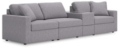 Looking cool and contemporary is great. But when it comes down to it, youâ€™re all about low-maintenance lounging. With the performance fabric on this sectional with console, cleaning spills is a breeze. Its customizable modular design caters to your ever