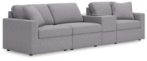 Looking cool and contemporary is great. But when it comes down to it, youâ€™re all about low-maintenance lounging. With the performance fabric on this sectional with console, cleaning spills is a breeze. Its customizable modular design caters to your ever