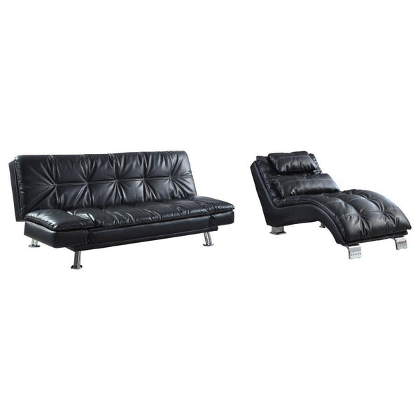 Dilleston - Faux Leather Upholstered Tufted Chaise - Black