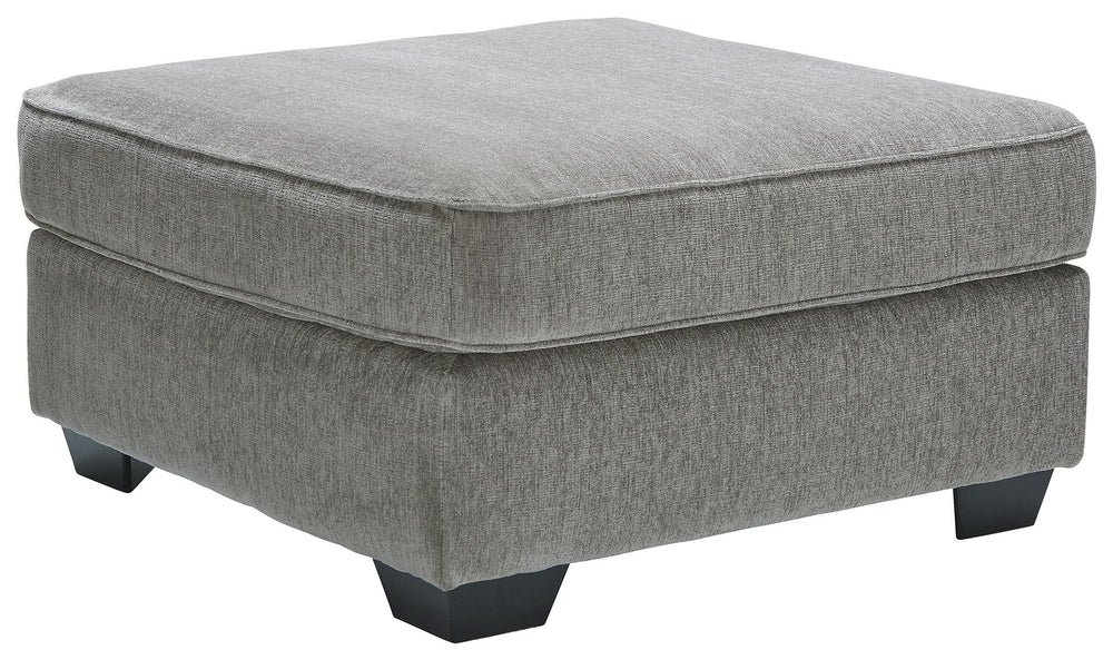 If style is the question, then this oversized accent ottoman is the answer. Its clean-lined profile is beautifully contemporary. The plush chenille fabric and plump cushioning make it so easy to comfortably kick up your heels. And the ottomanâ€™s richly n
