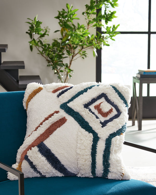  this pillow marries earthy tones with whimsical design. The abstract accent is right at home in boho-chic and casually cozy spaces.<br/><br/><b>Product Features</b><ul><li>Made of cotton</li><li>Soft polyfill</li><l