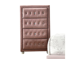 4 Drw Drawer: GLIDE Side Metal (3/4 Ext.), DOVETAIL English, FELT-LINED Not Included, Safety Stop Included, Manual-Close, Hardware: Crystal like Pull Knob CONSTRUCTION] Fully Padded Case-Leg, Inside Frame: Tropical Wood, MDF, Chipboard Wooden Bun-Round Le
