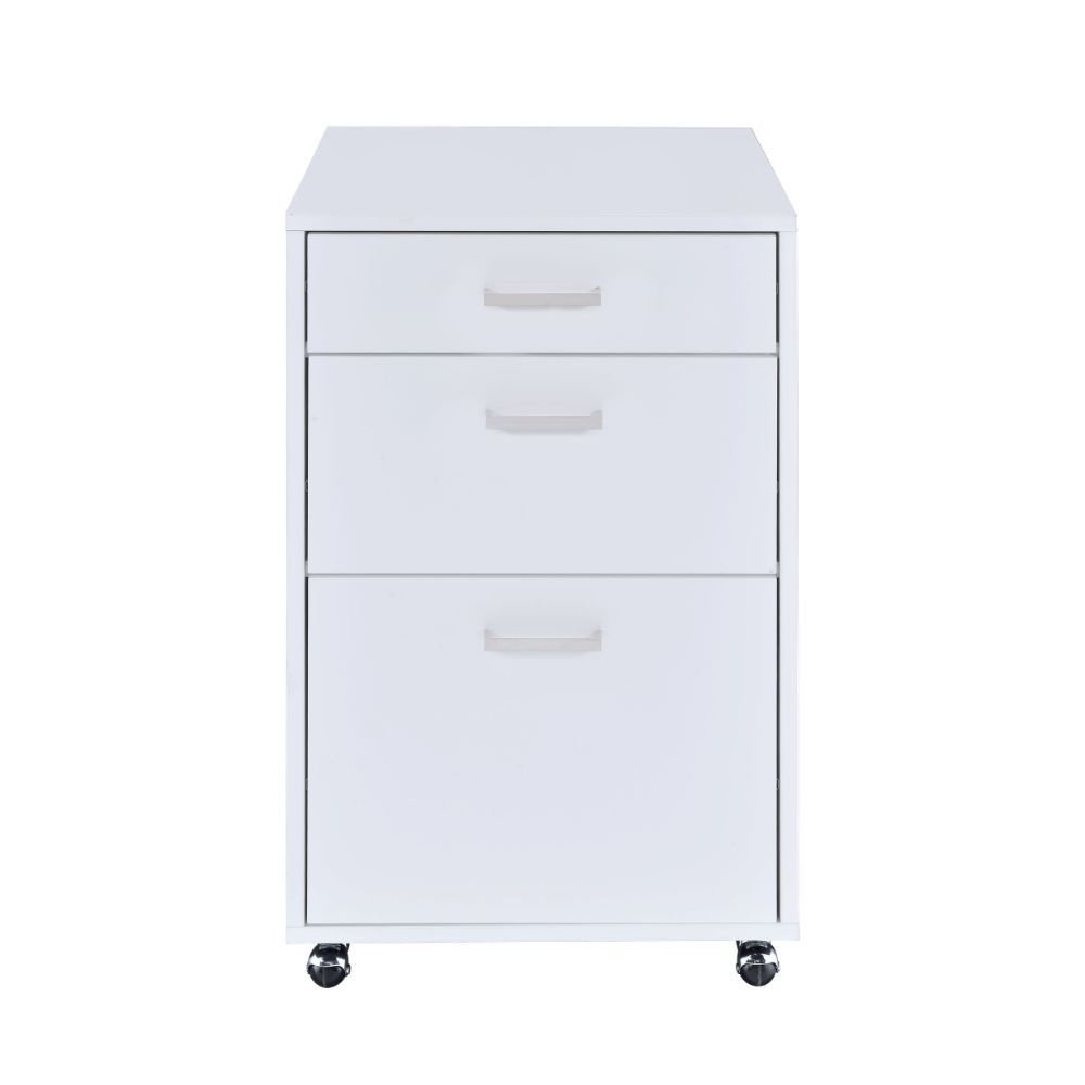 Keep your personal files safe and mobile with this Coleen file cabinet. The perfect size for personal use, including casters make this cabinet easy to move. The bottom larger drawer is the right size for file folders, middle box drawer is perfect for supp