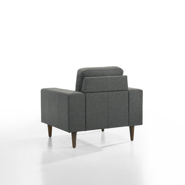  this accent chair ensures long-lasting reliability. Its cozy 100% polyester gray uphol