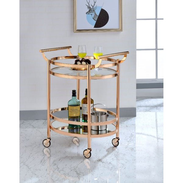 Lakelyn - Serving Cart - Rose Gold & Clear Glass