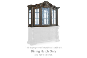  this dining hutch makes a bold statement. With beveled glass windows