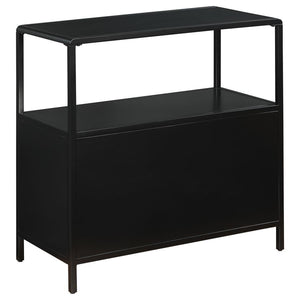 Amherst - 2-Door Radio Weave Cane Metal Accent Cabinet - Black