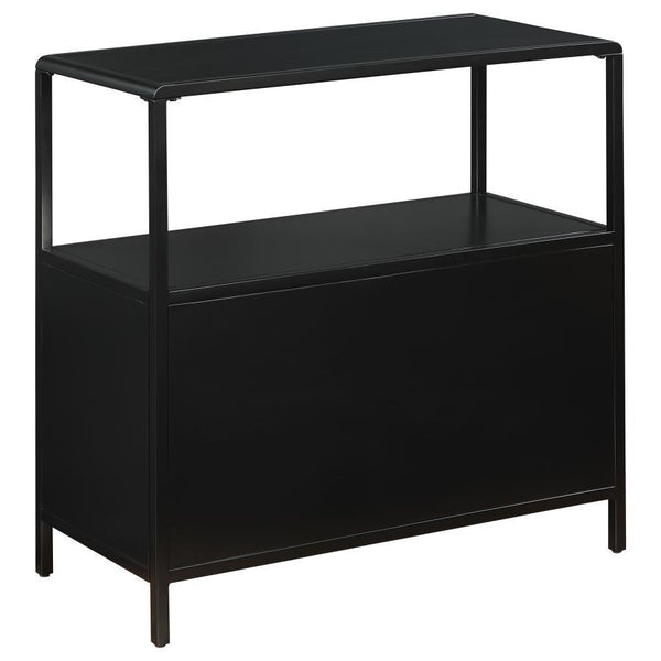 Amherst - 2-Door Radio Weave Cane Metal Accent Cabinet - Black