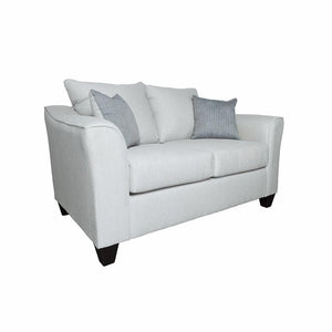 Packing a stylish punch, this modern loveseat is ideal for a compact seating area in your living room or den. Its two-seater profile features plush foam cushions for optimal comfort. The loveseat features sinuous spring decking that adds wonderful support