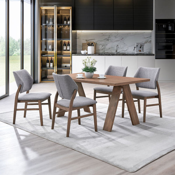 Sarha - Side Chair (Set of 2) - Light Gray Fabric & Walnut Finish