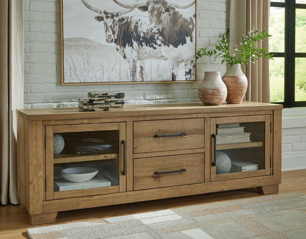  bringing a rustic vibe to urban contemporary design. It creates an organically beautiful feel in your living roomâ€”natural details on the wood are unique to each piece. Console and media storage is m