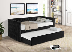 Trina-Daybed-Black<h4><b>Trina - Daybed Arm Slats - Black</b></h4> <table width="100%"><colgroup><col style="width: 30%"> <col style="width: 70%"> </colgroup> <tbody> <tr> <td>Dimensions</td> <td> 88.75"L x 43.50"D x 34.00"H</td> </tr> <tr> <td>Weight</td