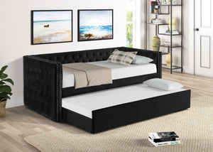 Trina-Daybed-Black<h4><b>Trina - Daybed Arm Slats - Black</b></h4> <table width="100%"><colgroup><col style="width: 30%"> <col style="width: 70%"> </colgroup> <tbody> <tr> <td>Dimensions</td> <td> 88.75"L x 43.50"D x 34.00"H</td> </tr> <tr> <td>Weight</td