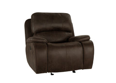 Unwind in style with the Brookings Glider Recliner in rustic brown. Upholstered in a leather-look polyester/pu fabric, this recliner offers the rich appearance of real leather at a fraction of the cost. Tailored to perfection with pillowed arms and double