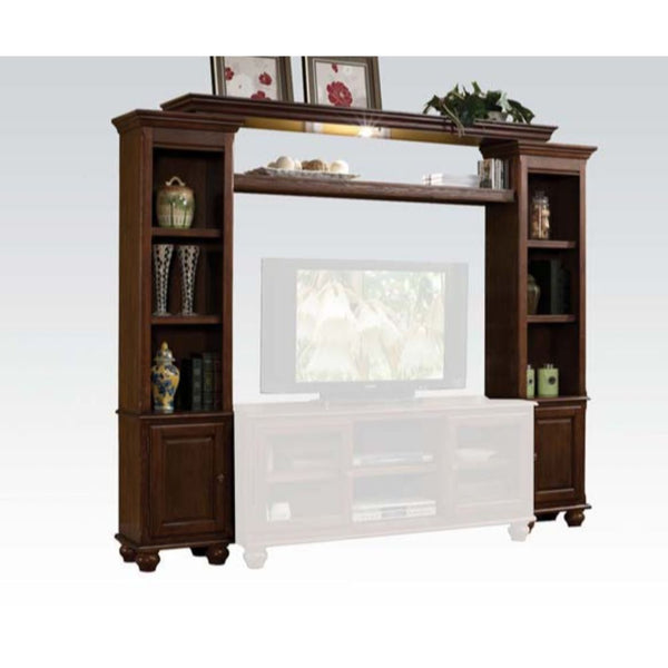 The Dita collection transitional style will blend masterfully in your living room area. This set features a shelf bridge with light function, and its two side piers offer plenty of space to keep entertainment components or your favorite decorative accesso