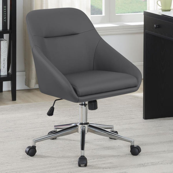  this modern office chair features contoured edges for an elegant