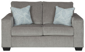 If style is the question, then this striking loveseat is the answer. Sporting clean lines and sleek track arms, the decidedly contemporary profile is enhanced with plump cushioning and a chenille-feel upholstery that-'s so pleasing to the touch. Sure to p