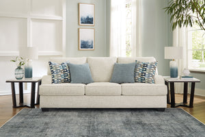  its crosshatched chenille upholstery is a forward-thinking take on fashionable neutrals. The sleek frame gets a soft