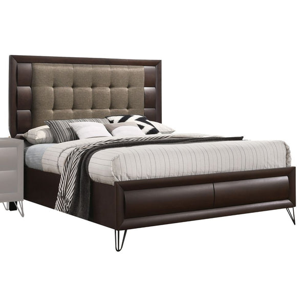 The sleek lines and transitional look of the Tablita panel bed make it an ideal addition to any bedroom. This contemporary bed features a rectangular headboard and low profile footboard in a rich dark merlot finish. This gorgeous bed features curved wood 