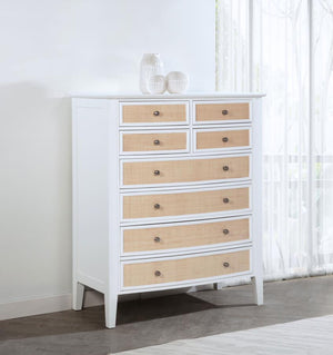 offering compelling contrast and texture. Eight drawer