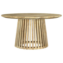 Handcrafted from solid mango wood, this 30-inch round coffee table infuses your living room with natural warmth and organic charm. As a center table or cocktail table, it brings timeless appeal and functionality. Its sturdy design and subtle grain pattern