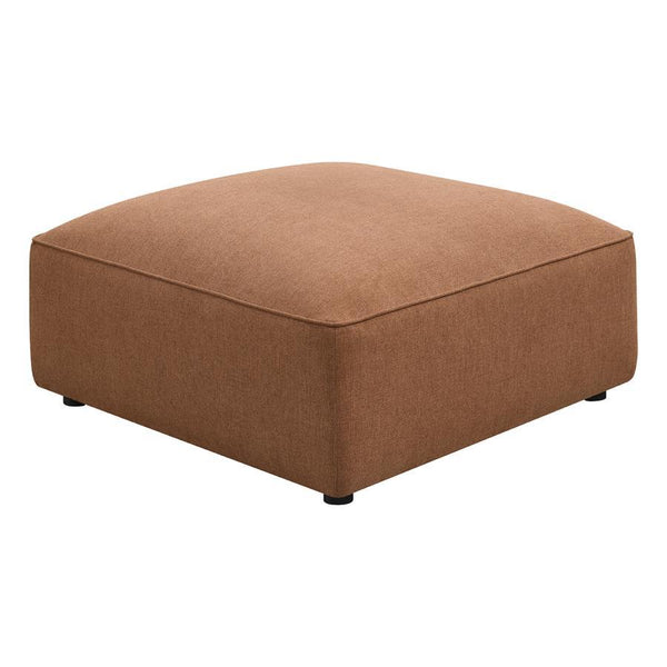 Add warmth and versatility to your living space with this terracotta ottoman, perfect for modular seating setups. Upholstered in a richly toned fabric with a tailored self-welt cushion, it offers both elegance and everyday function. With non-skid leg grip