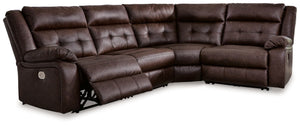 Elevate the everyday with this power reclining sectional. With easy one-touch reclining and spacious seating, the piece offers relaxation and unparalleled coziness. Its faux leather upholstery is comfortably practical and beautifully enhanced with stylish