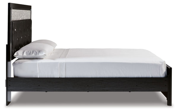 Kaydell - Black - Queen Upholstered Glitter Panel Bed
