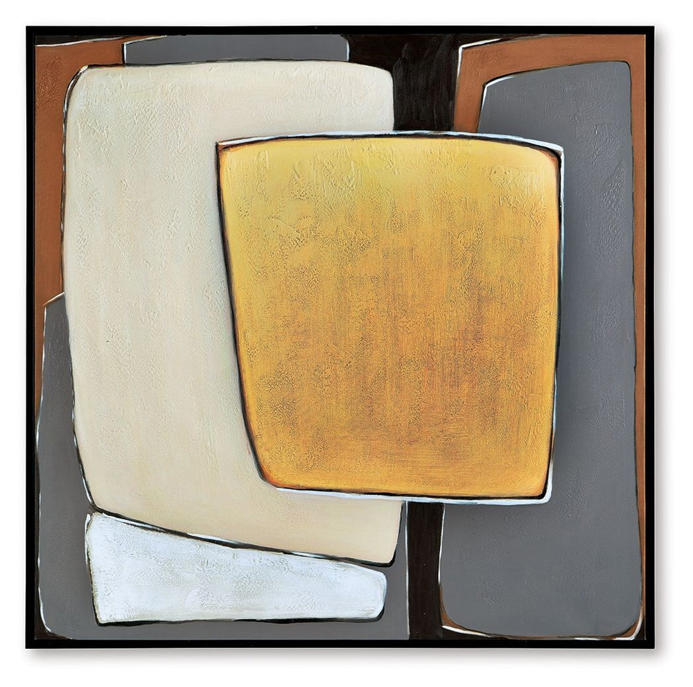 Get lost in the abstract with this wall art. Its shades of brown, gray, gold and white expertly complement your contemporary aesthetic. Hand-painted so each piece is one of a kind, it has the versatility to hang four ways.<br/><br/><b>Product Features</b>
