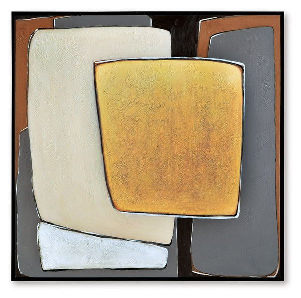 Get lost in the abstract with this wall art. Its shades of brown, gray, gold and white expertly complement your contemporary aesthetic. Hand-painted so each piece is one of a kind, it has the versatility to hang four ways.<br/><br/><b>Product Features</b>