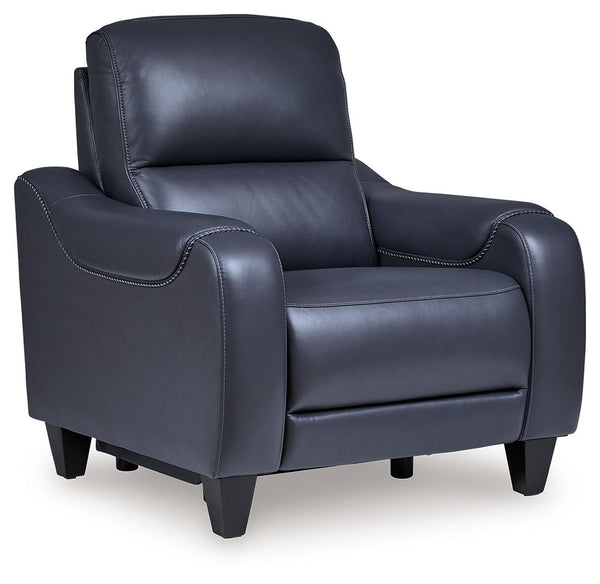 This power recliner puts a sleek twist on laid-back living. It satisfies your desire for comfort without being bulky in design, thanks to subtly incorporated one-touch reclining and adjustable headrests. With chic exposed legs and stunning stitching detai