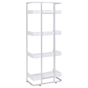Ember - 4-Shelf Bookshelf White High - Gloss And Chrome