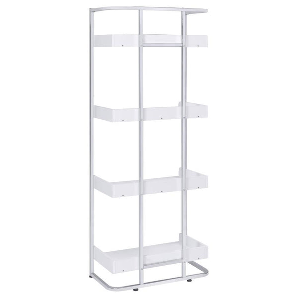 Ember - 4-Shelf Bookshelf White High - Gloss And Chrome