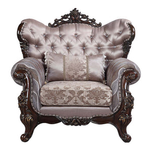  this sofa features an inner wooden frame that is sturdy. The outer wooden frame is finished with gold trimmings. Faux leather upholstery is used