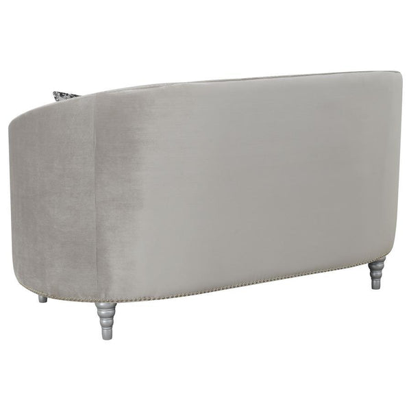 Avonlea - Upholstered Sloped Arm Loveseat Velvet - Pearl Silver