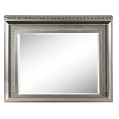Mirror w/Beveled Edge LED Lighting Shape: Rectangular Orientation: Horizontal (Landscape) Wooden Frame: Raised/Recessed Molding, Sparkling Trim, Embossed Textured Fronts Drawers Mirror 4mm Thick<br/><br/><b>Product Features</b><ul><li>Case: 1Pc/1Ctn</li><
