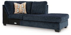 This right-arm facing corner chaise is made with polyester upholstery. Pairs with other items in the series to make a sectional.<br><br><b>Additional Dimensions</b><br><ul><li>Arm height: 25-"</li><li>Seat depth: 75-"</li><li>Seat height: 20-"</li><li>Top