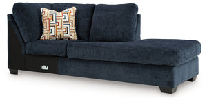 This right-arm facing corner chaise is made with polyester upholstery. Pairs with other items in the series to make a sectional.<br><br><b>Additional Dimensions</b><br><ul><li>Arm height: 25-"</li><li>Seat depth: 75-"</li><li>Seat height: 20-"</li><li>Top