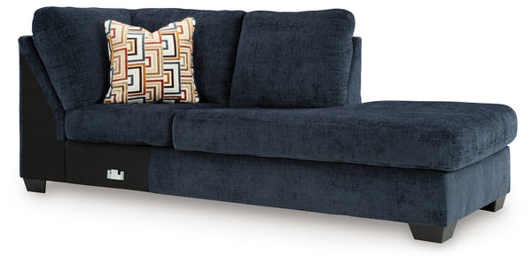 This right-arm facing corner chaise is made with polyester upholstery. Pairs with other items in the series to make a sectional.<br><br><b>Additional Dimensions</b><br><ul><li>Arm height: 25-"</li><li>Seat depth: 75-"</li><li>Seat height: 20-"</li><li>Top