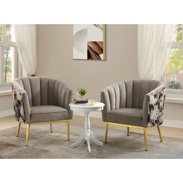 Colla - Accent Chair - Gray Velvet & Gold