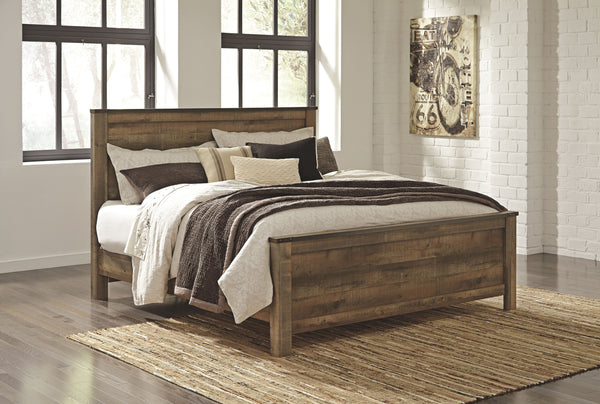 If you love country living, this king panel bed matches your authenticity. Rustic finish, plank-style details and nailhead trim pay homage to reclaimed barn wood, making for a chic look loaded with charm. Mattress and foundation/box spring available, sold