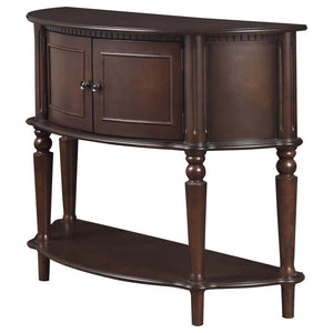  it features two paneled doors for concealed storage and a lower open shelf for display 