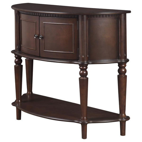  it features two paneled doors for concealed storage and a lower open shelf for display 